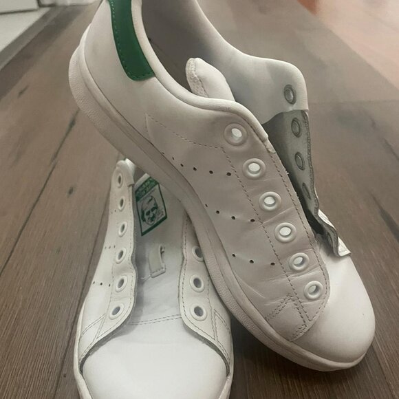 Adidas Stan Smith White Green Leather Sneakers Size 4 - Picture 8 of 8
